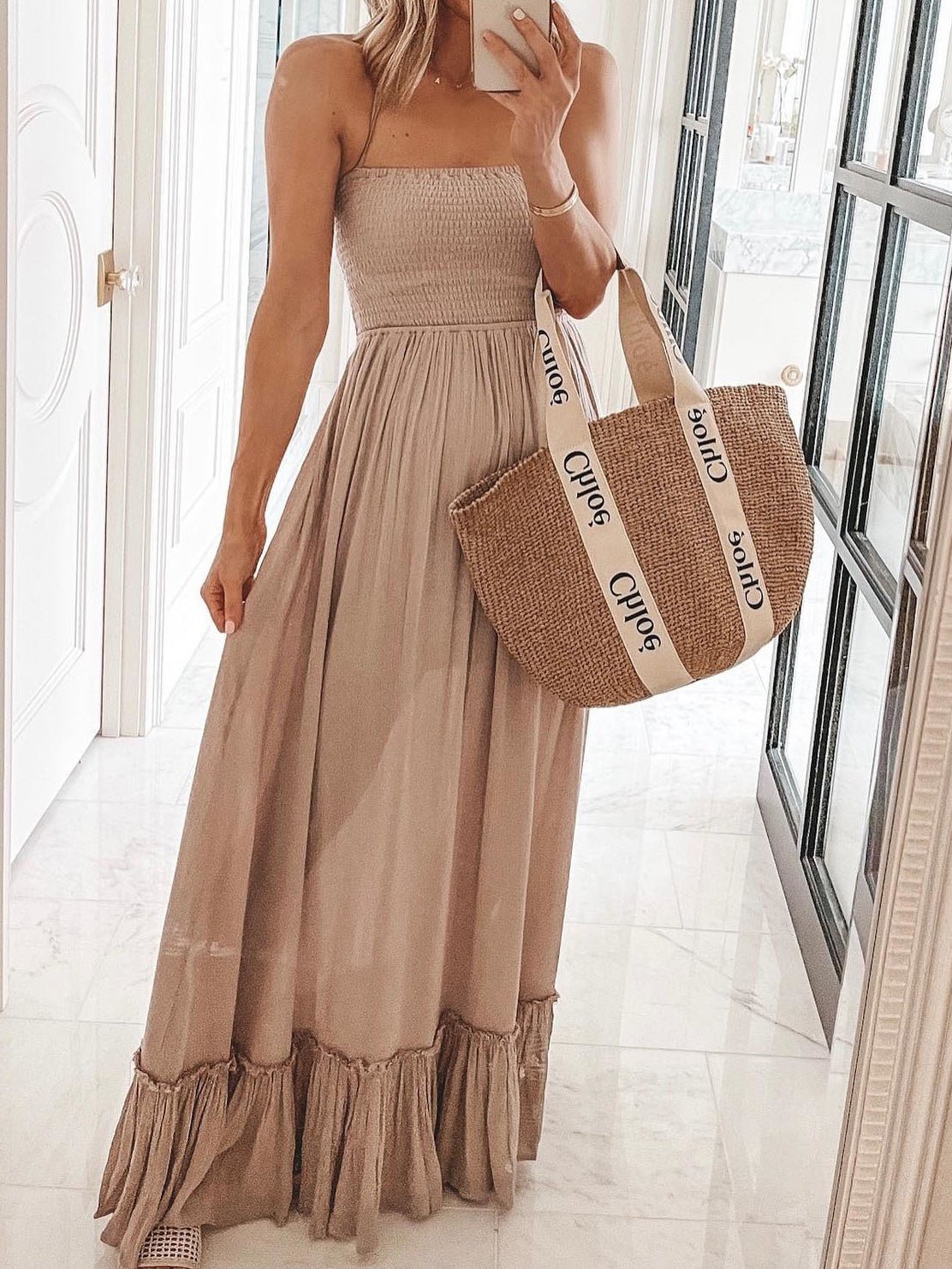 Maxi Dresses - One Word Collar Halterneck Fungus Dress - MsDressly