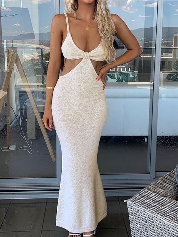 Maxi Dresses - Sexy Cutout Backless Slip Maxi Dress - MsDressly