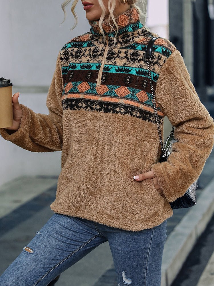 Hoodies - Colorblock Geometric Printed Sweatshirt - MsDressly