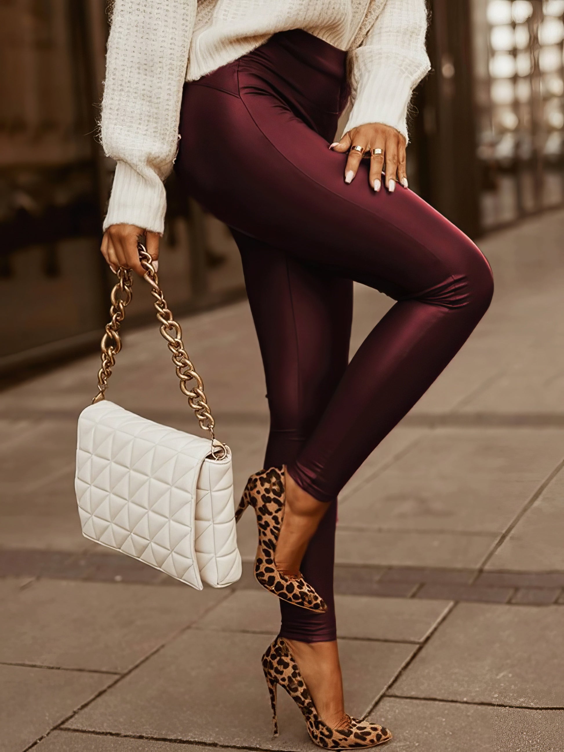 Pants - Fashion High Waist Skinny Faux Leather Trousers - MsDressly