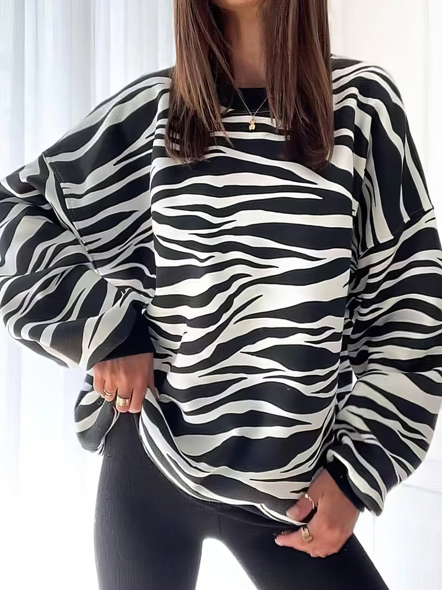 Loose Large Print Long Sleeve Hoodie