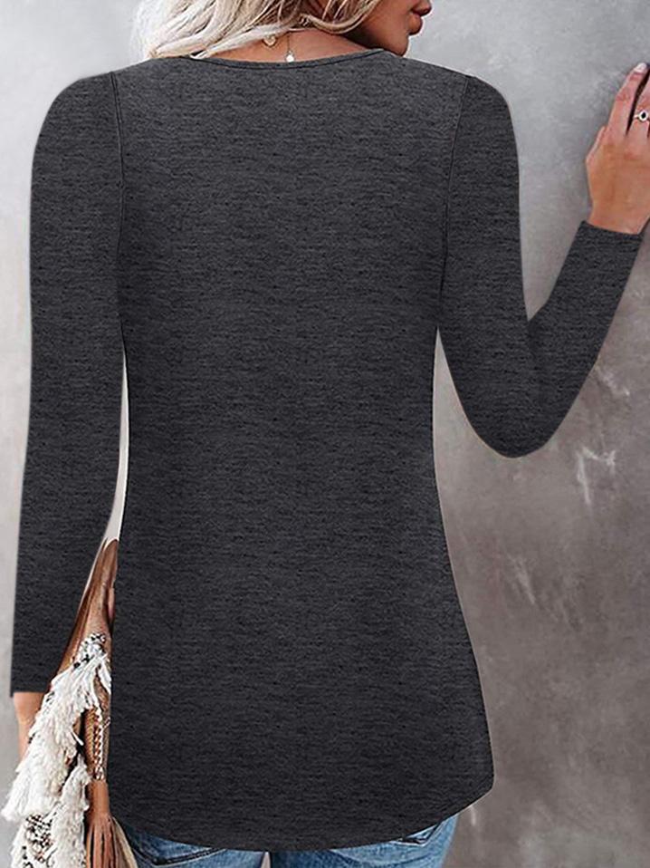 T-Shirts - Leopard Print Round Neck Long Sleeve T-Shirt - MsDressly