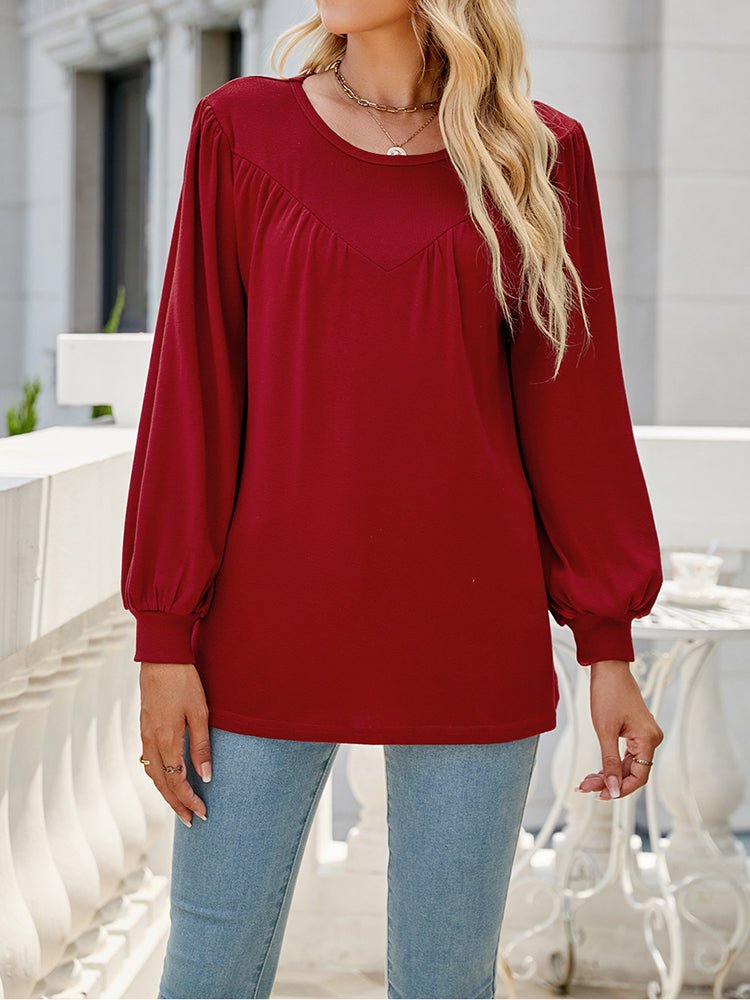 Loose Casual Fold Round Neck T-Shirt