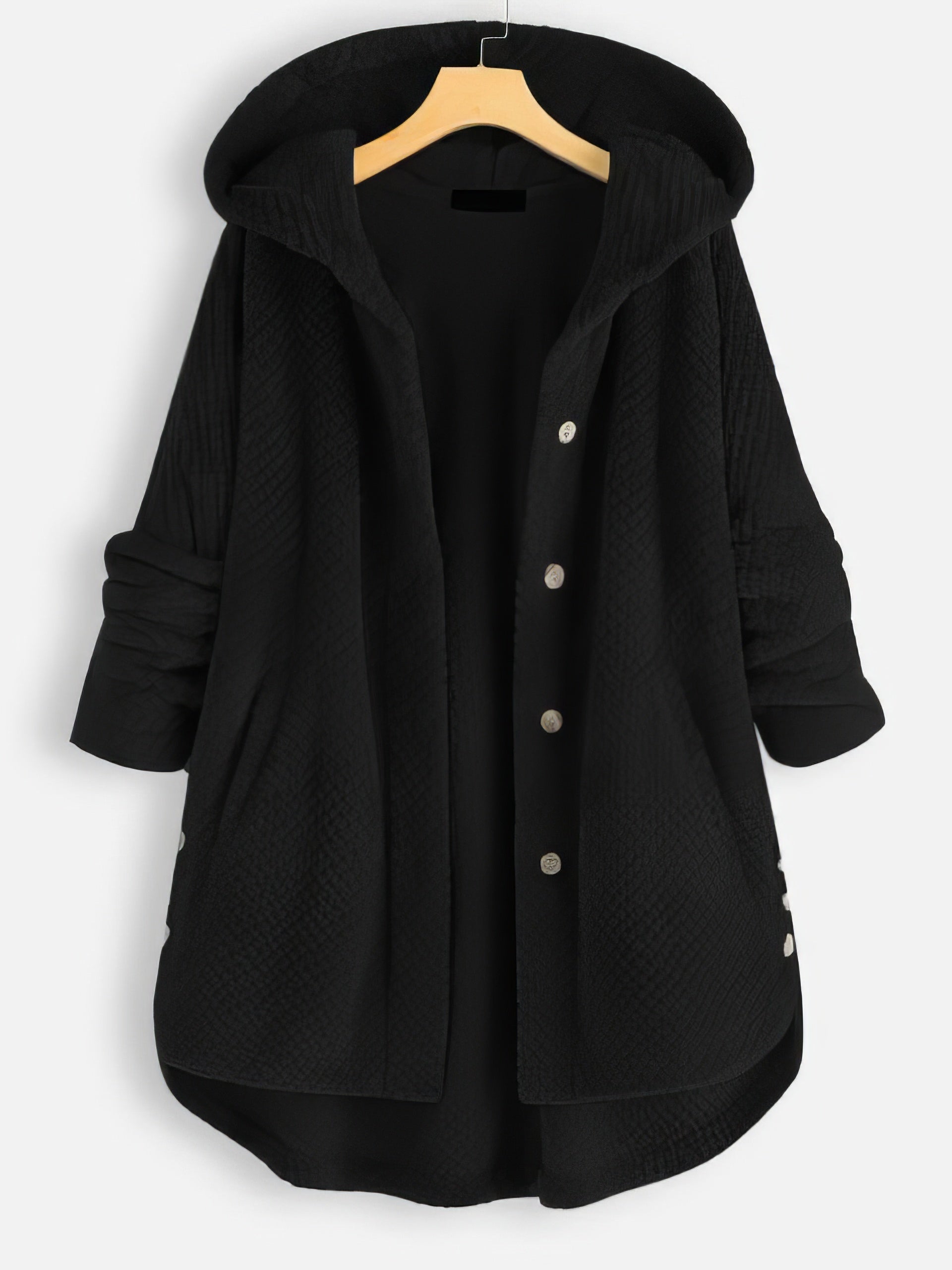 Coats - Hooded Double-faced Fleece Sweater Mid-length Jacket - MsDressly