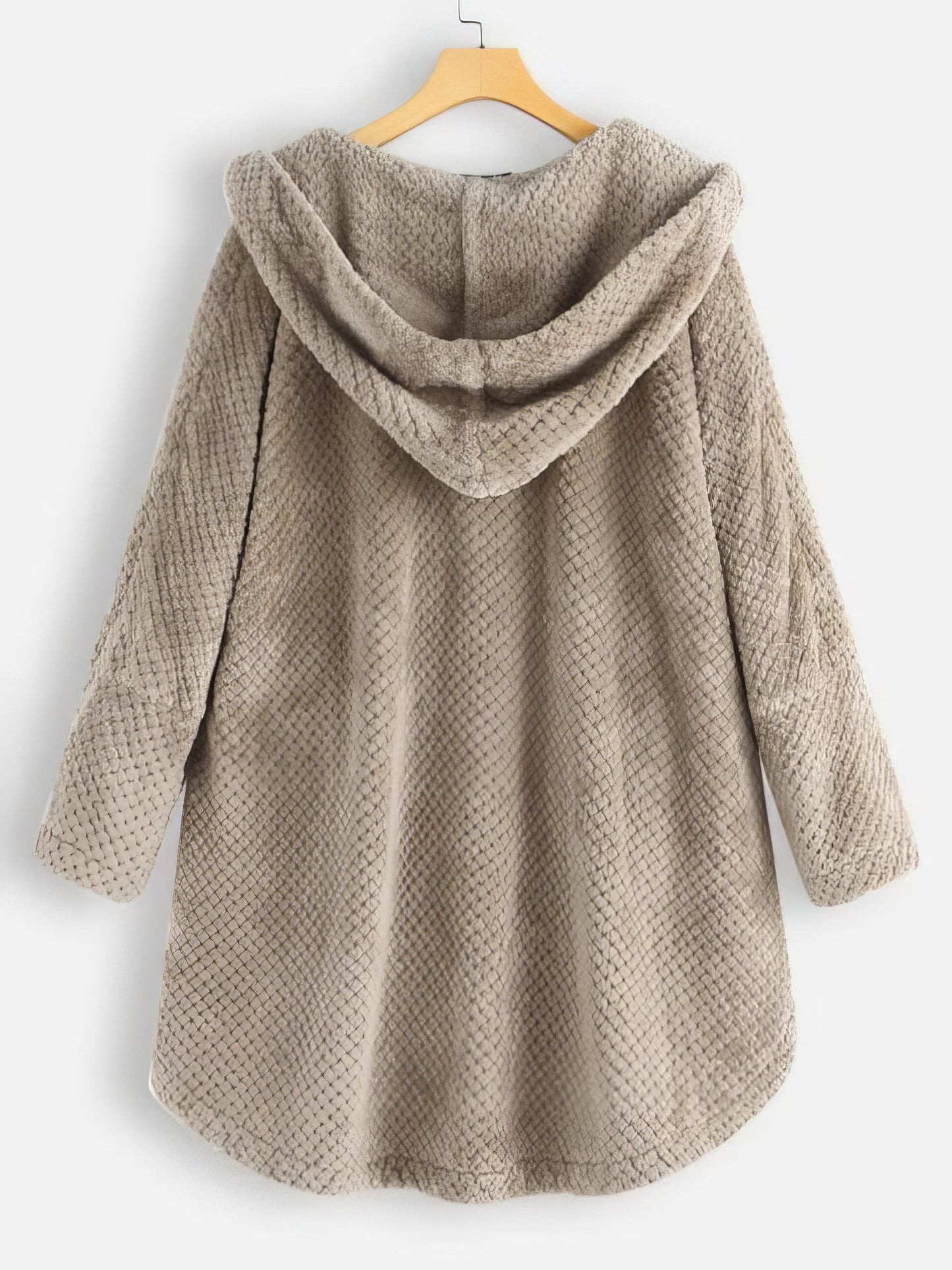 Coats - Hooded Double-faced Fleece Sweater Mid-length Jacket - MsDressly