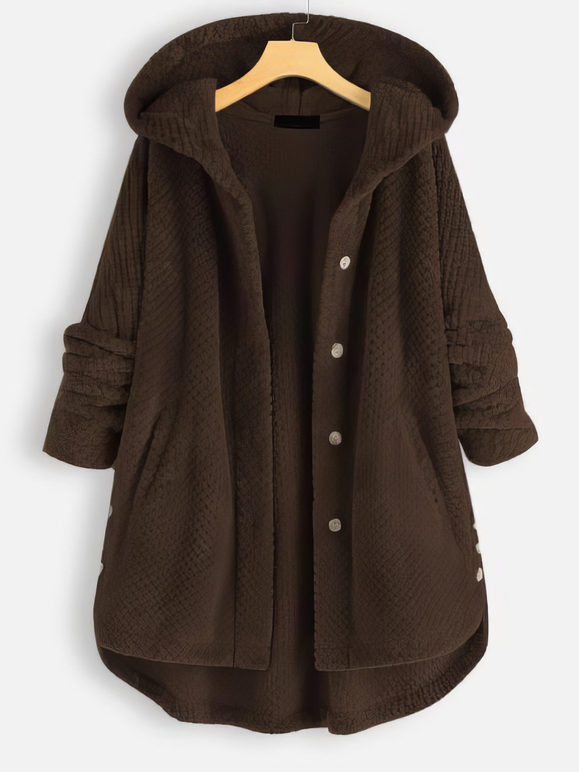 Coats - Hooded Double-faced Fleece Sweater Mid-length Jacket - MsDressly