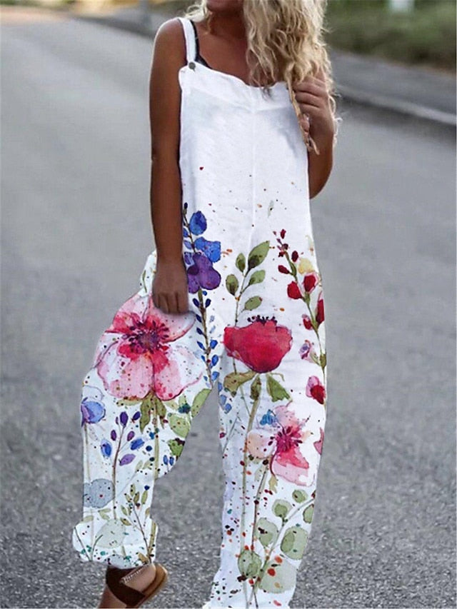 Women's Jumpsuit Solid Color Square Neck Holiday Casual Traveling Regular Fit Sleeveless S M L Summer - LuckyFash™