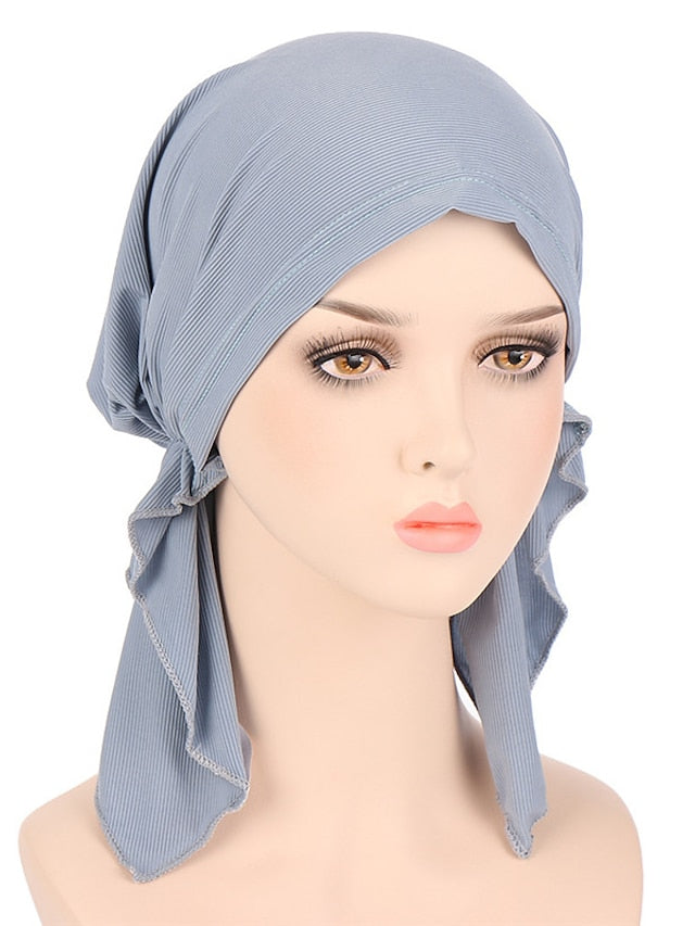 New Elastic Solid Color Wrap Head Scarf Hats Muslim Turban Bonnet For Women Inner Hijab Hat Fashion Female Turbantes Caps - LuckyFash™
