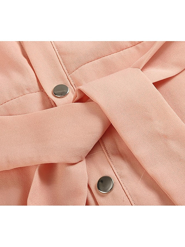 Women's Dress - Shirt Dress Chiffon Dress Swing Dress Maxi long Dress Formal Winter Dress Causal Polyester Fashion Elegant Stand Collar Pleated Button Long Sleeve Spring Fall Winter 2023 Regular Fit Black