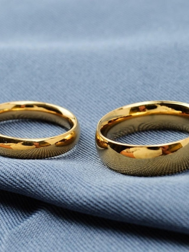 Couple Rings Band Ring For Women's Wedding Anniversary Gift Titanium Steel Gold Plated Classic Love Friendship Gold Black - LuckyFash™