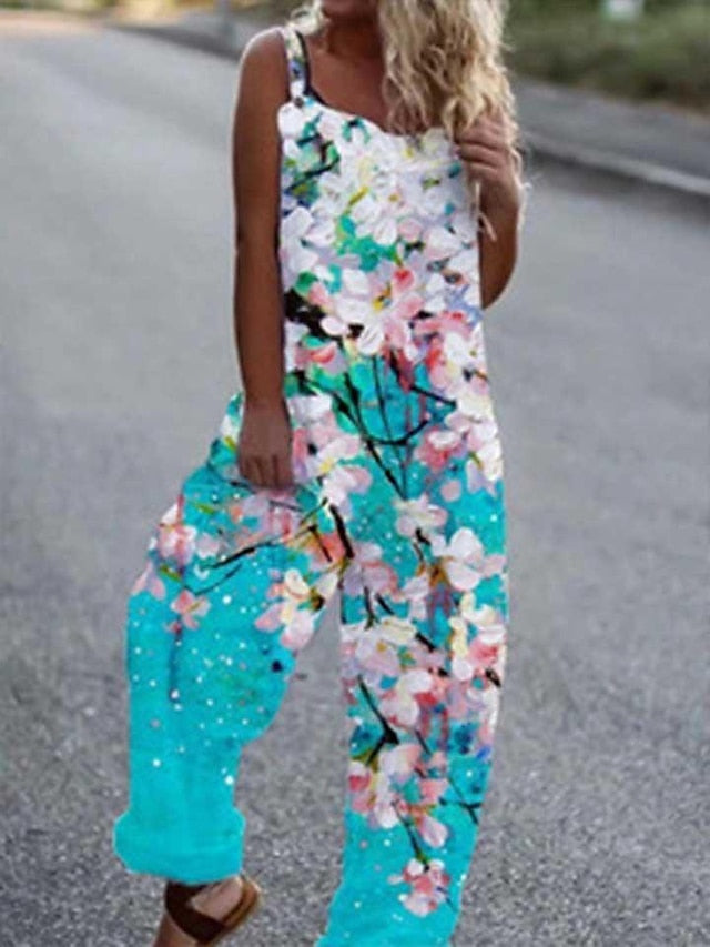 Women's Jumpsuit Solid Color Square Neck Holiday Casual Traveling Regular Fit Sleeveless S M L Summer - LuckyFash™