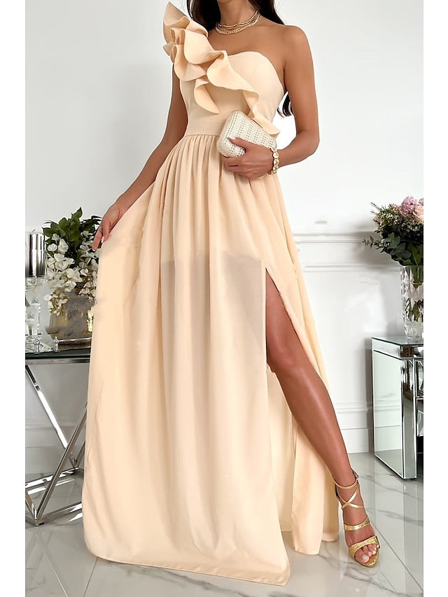 Women's Dress - Casual Dress Swing Dress Long Dress Maxi Dress Green Black Wine Sleeveless Pure Color Patchwork Spring Summer Cold Shoulder 2023 S M L XL XXL