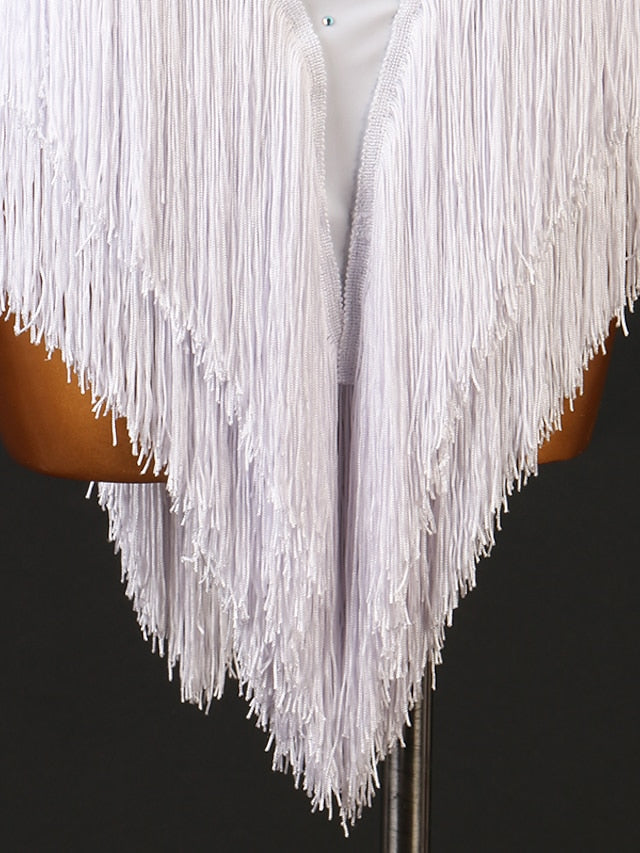 Latin Dance Dress Tassel Appliques Split Joint Women's Ladies Training Performance Sleeveless High Chinlon / Jazz - LuckyFash™