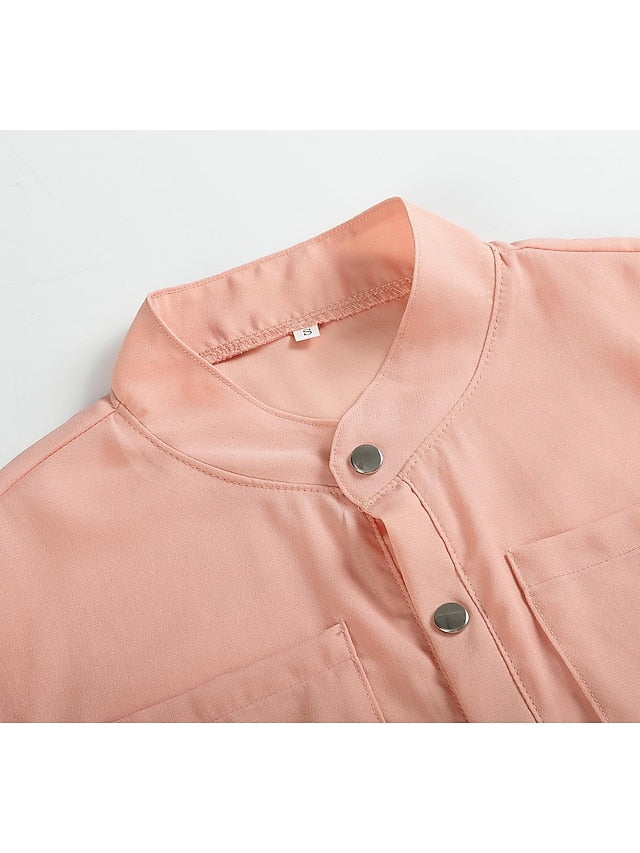Women's Dress - Shirt Dress Chiffon Dress Swing Dress Maxi long Dress Formal Winter Dress Causal Polyester Fashion Elegant Stand Collar Pleated Button Long Sleeve Spring Fall Winter 2023 Regular Fit Black