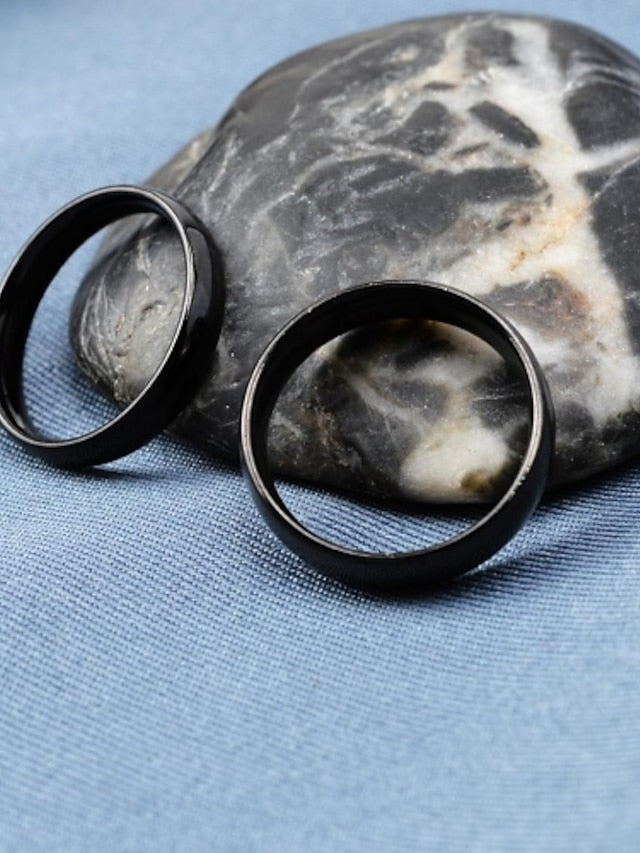 Couple Rings Band Ring For Women's Wedding Anniversary Gift Titanium Steel Gold Plated Classic Love Friendship Gold Black - LuckyFash™