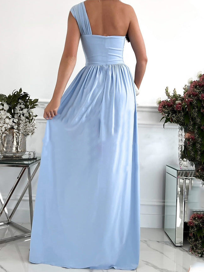Dresses Simple Sleeveless Off Shoulder Slit Dress - LuckyFash™