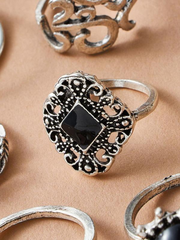 11pcs Skull & Gemstone Decor Ring - LuckyFash™