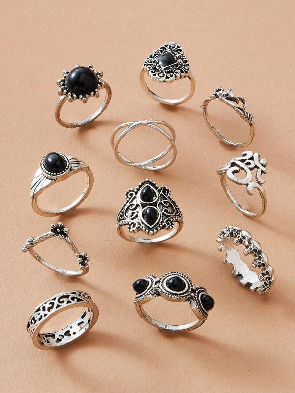 11pcs Skull & Gemstone Decor Ring - LuckyFash™