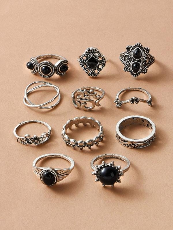 11pcs Skull & Gemstone Decor Ring - LuckyFash™