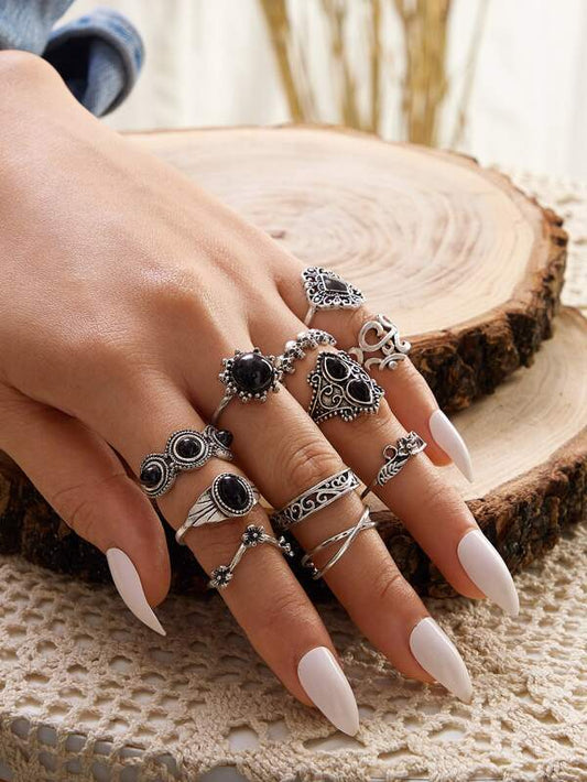 11pcs Skull & Gemstone Decor Ring - LuckyFash™
