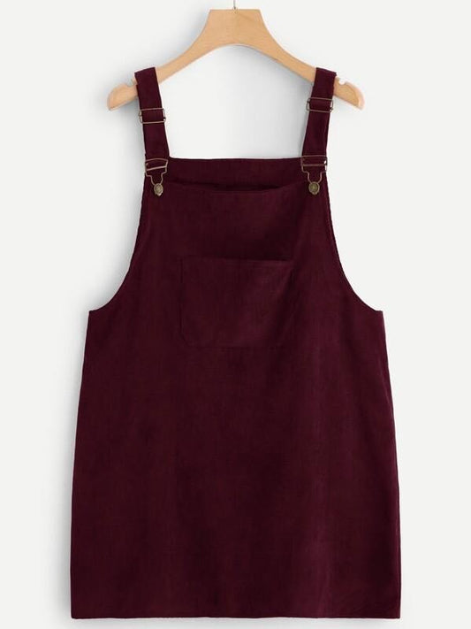 Plus Pocket Front Cord Overall Dress - LuckyFash™