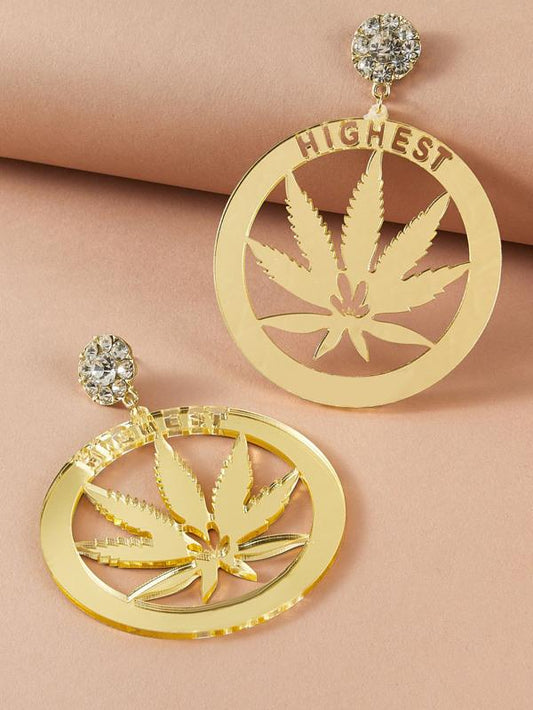 1pair Rhinestone Decor Maple Leaf Drop Earrings - LuckyFash™