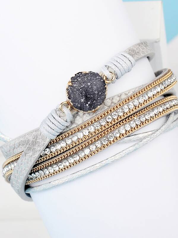 1pc Stone & Rhinestone Decor Layered Bracelet - LuckyFash™