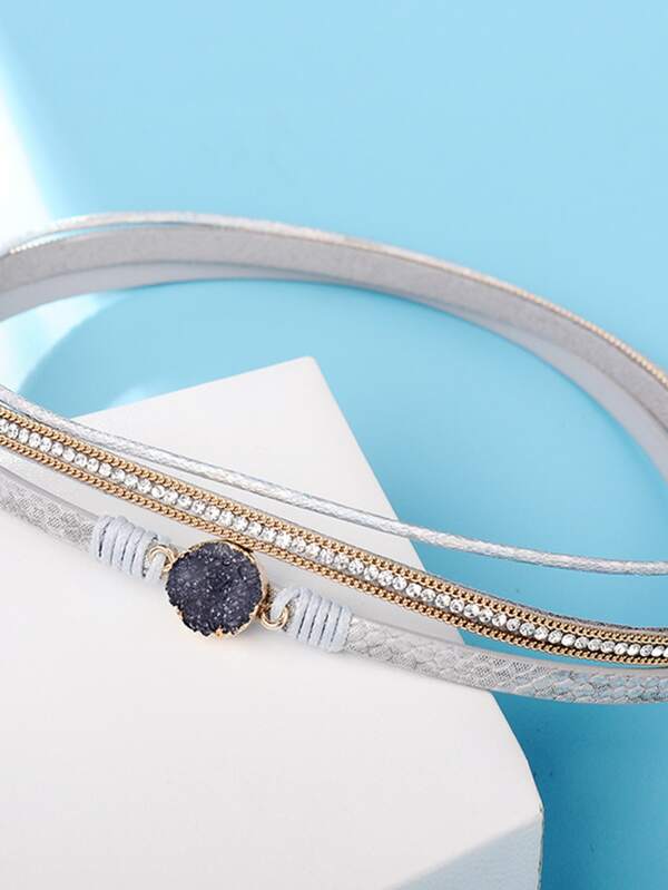 1pc Stone & Rhinestone Decor Layered Bracelet - LuckyFash™