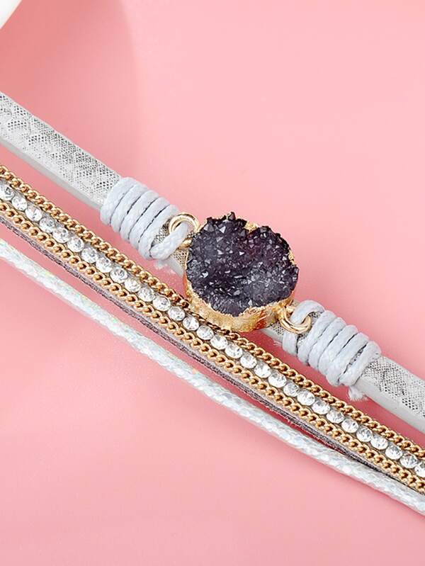 1pc Stone & Rhinestone Decor Layered Bracelet - LuckyFash™