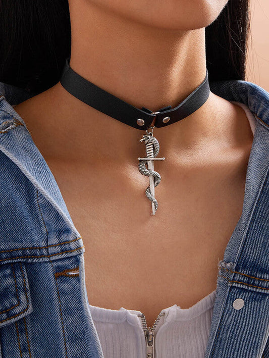 1pc Serpentine Charm PU Choker - LuckyFash™