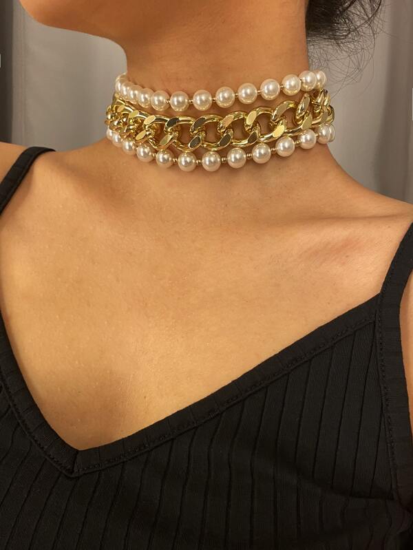 3pcs Faux Pearl Beaded Choker - LuckyFash™