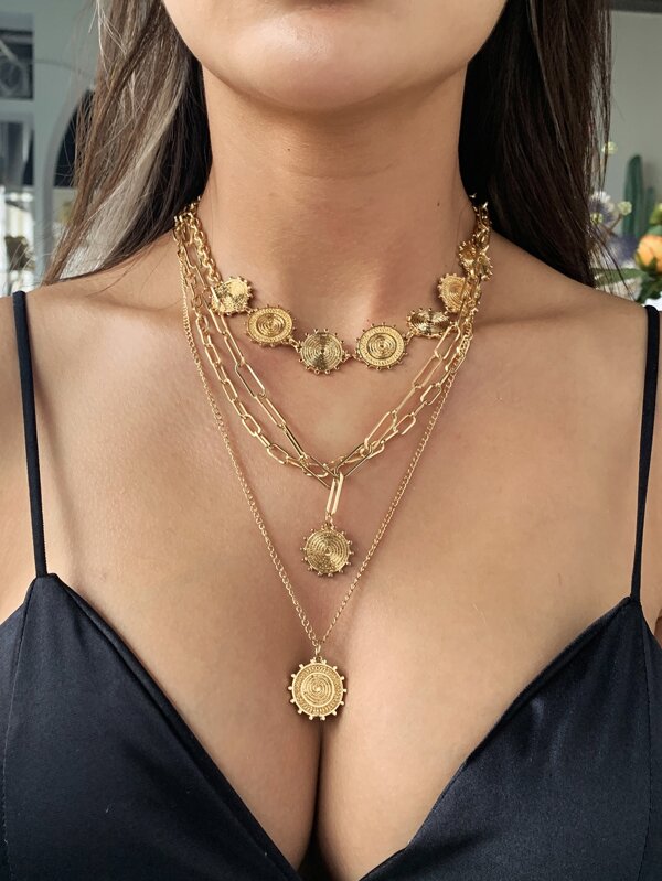 2pcs Textured Metal Layered Necklace - LuckyFash™
