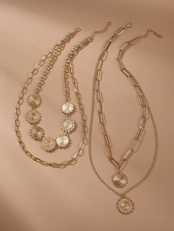 2pcs Textured Metal Layered Necklace - LuckyFash™
