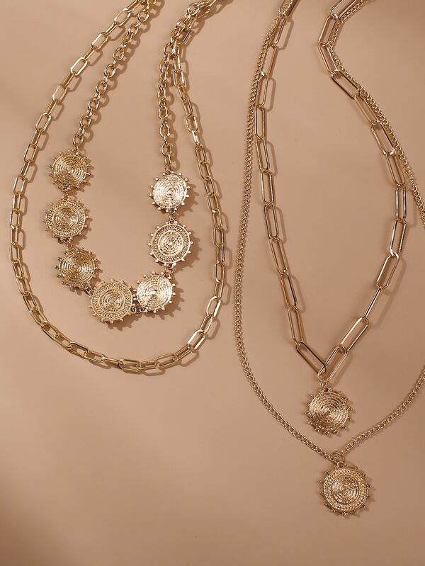 2pcs Textured Metal Layered Necklace - LuckyFash™