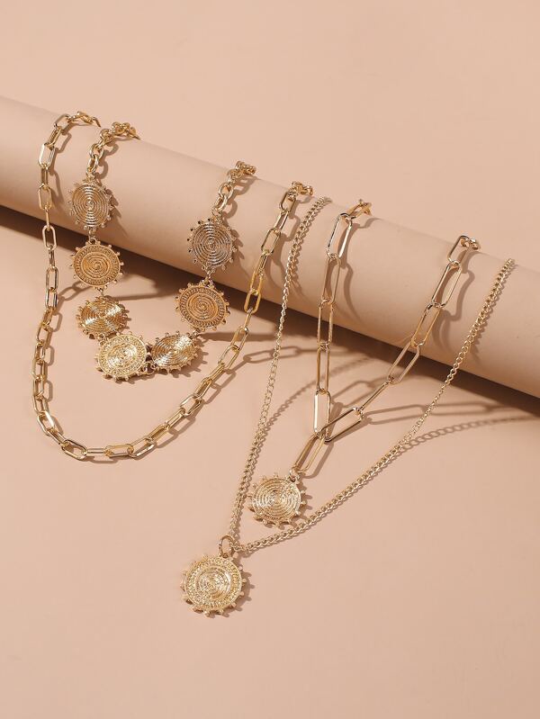 2pcs Textured Metal Layered Necklace - LuckyFash™