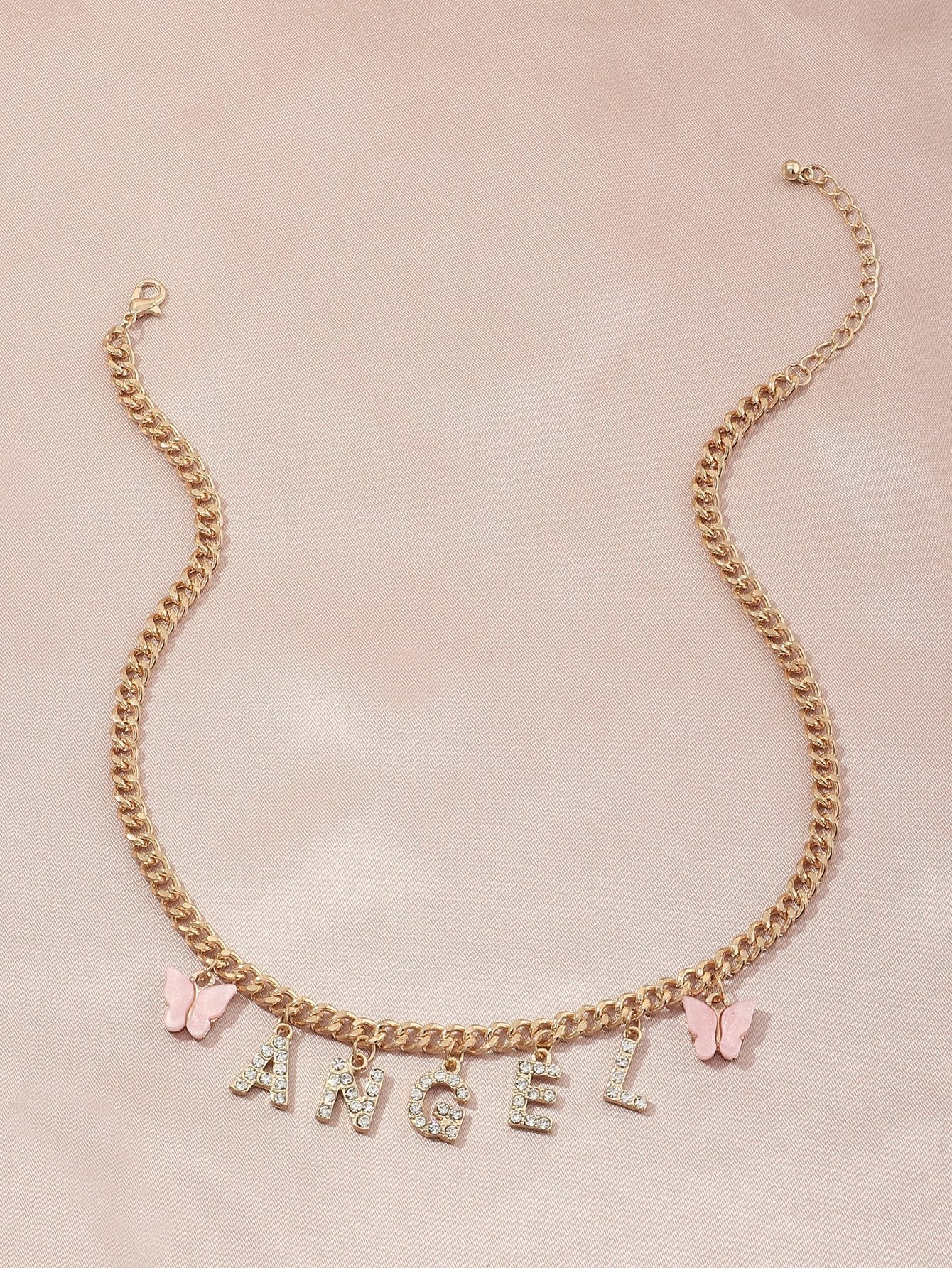 Rhinestone Letter Charm Necklace - LuckyFash™