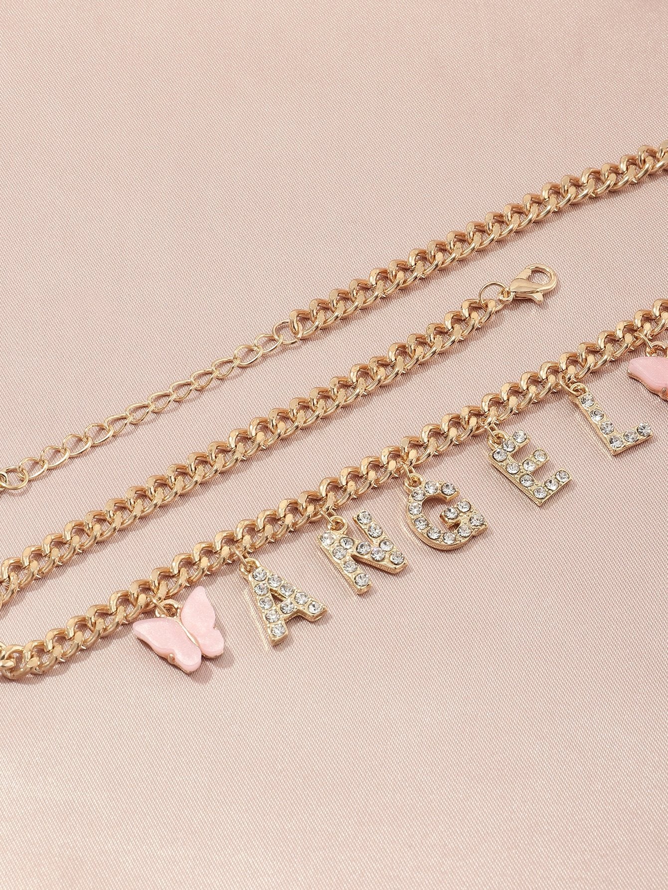 Rhinestone Letter Charm Necklace - LuckyFash™