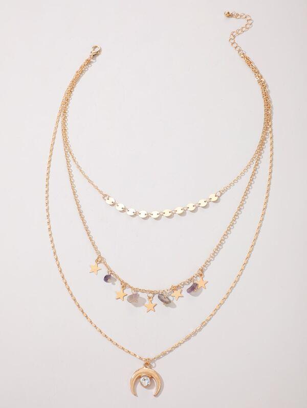 Moon & Star Charm Layered Necklace - LuckyFash™