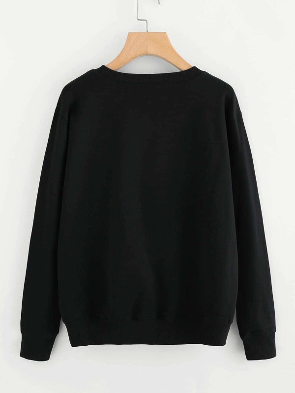 Leopard Heart Print Drop Shoulder Sweatshirt - LuckyFash™