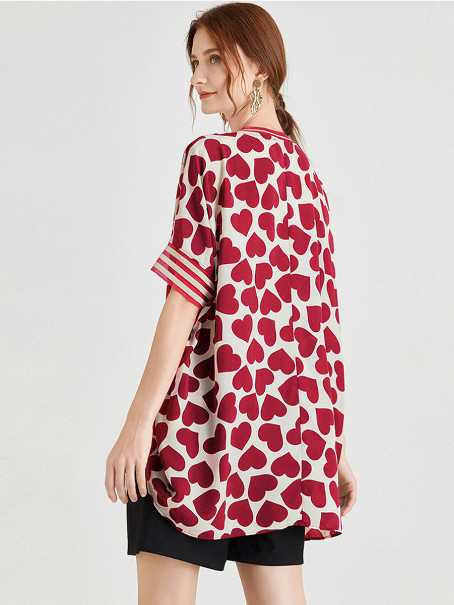 T-Shirts Silk Print Loose Short-Sleeved T-Shirt - LuckyFash™