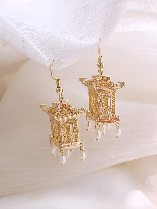 1pair Tower Decor Faux Pearl Tassel Drop Earrings - LuckyFash™