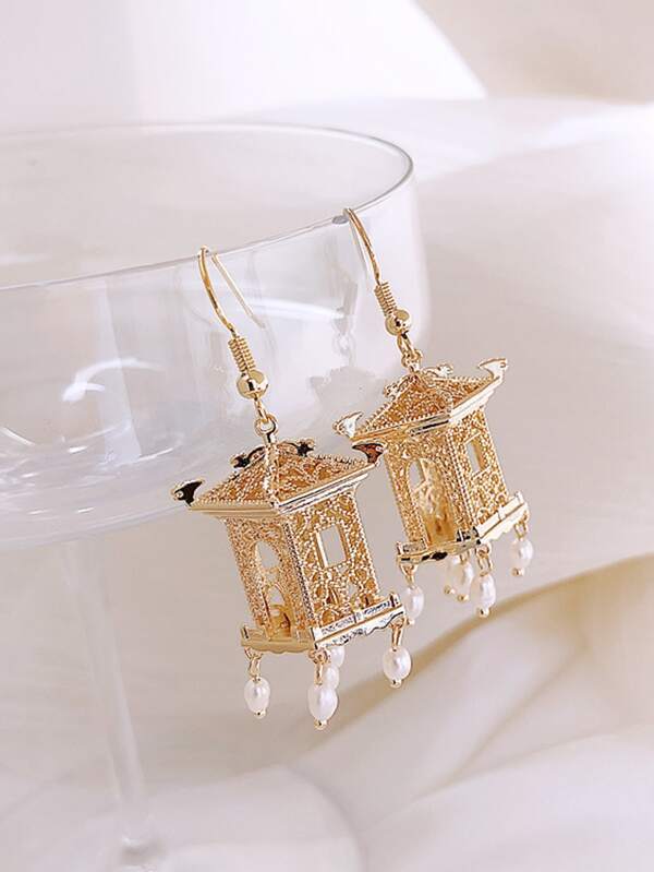 1pair Tower Decor Faux Pearl Tassel Drop Earrings - LuckyFash™