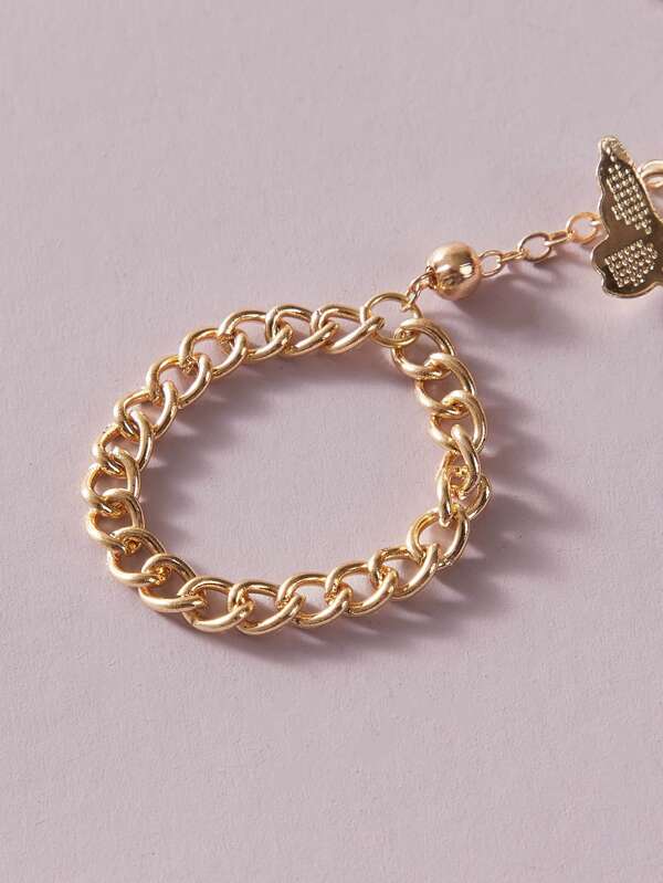 1pc Butterfly Charm Finger Ring Chain Bracelet - LuckyFash™