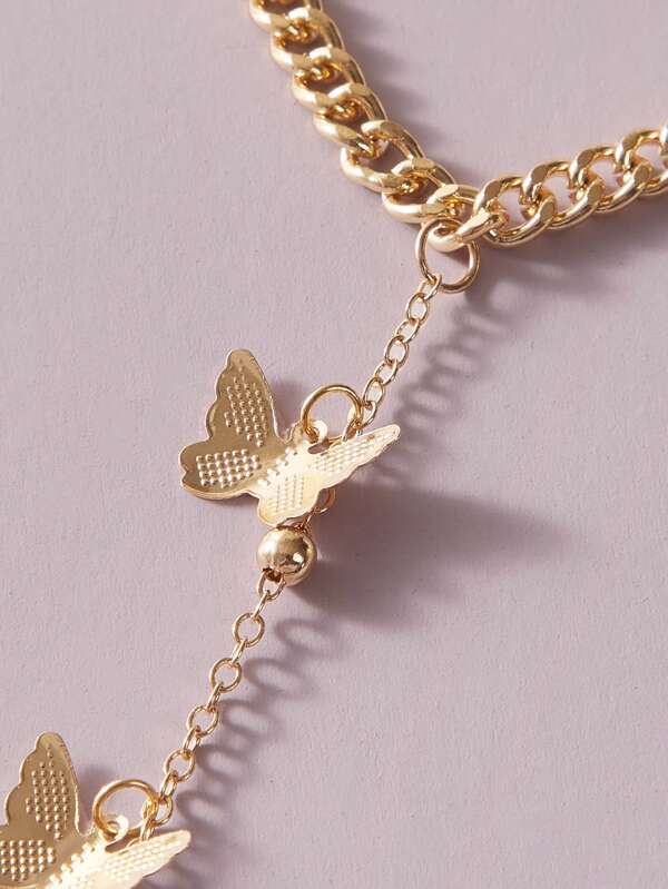 1pc Butterfly Charm Finger Ring Chain Bracelet - LuckyFash™
