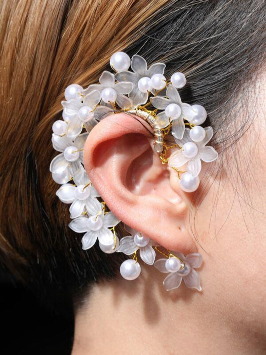 1pc Faux Pearl & Flower Decor Ear Wrap - LuckyFash™