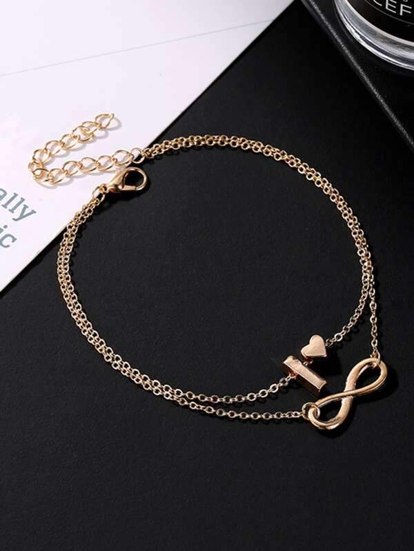 1pc Heart & Infinity Decor Layered Bracelet - LuckyFash™