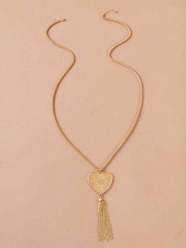 1pc Heart & Tassel Charm Necklace - LuckyFash™