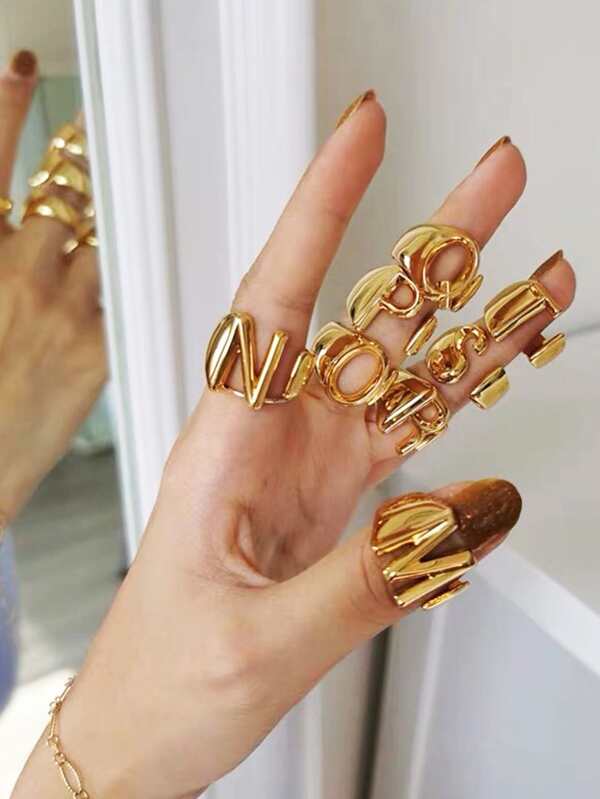 1pc Letter Decor Cuff Ring - LuckyFash™