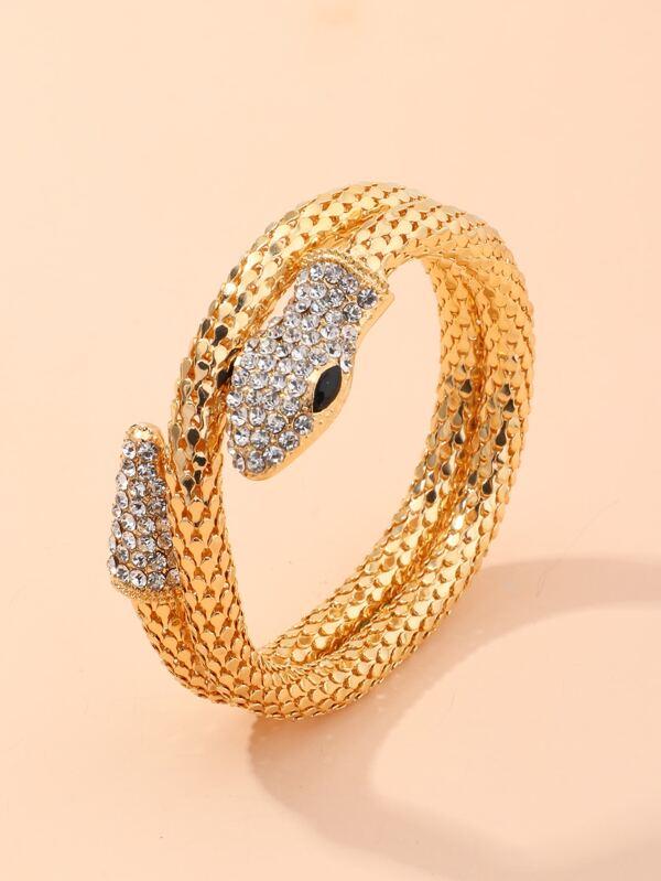 1pc Rhinestone Decor Serpentine Bangle - LuckyFash™