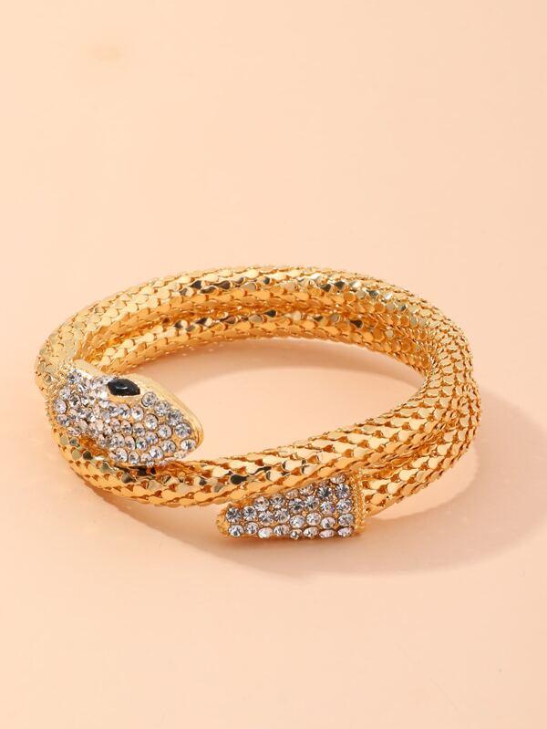 1pc Rhinestone Decor Serpentine Bangle - LuckyFash™